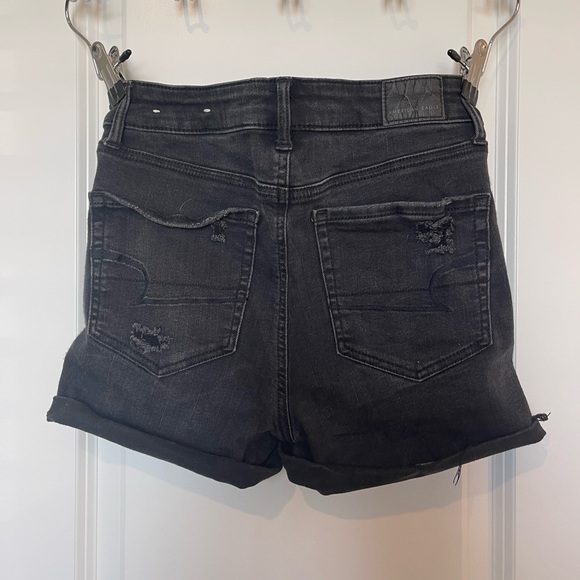 American Eagle Black Distressed Button Up Shorts - Picture 3 of 6